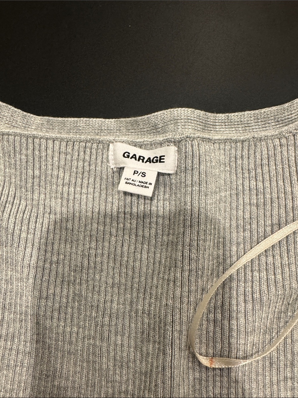 Garage Light Gray Ribbed V-Neck Button Tank - Picture 2 of 2